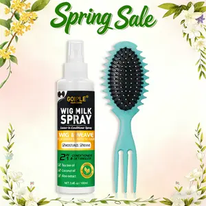 Wig Milk Spray for Supple Wig Spray for Synthetic Hair, Leave-In Conditioner Spray for Hair Wigs, Conditioner ＆ Detangler 2 in 1 Moisturize Spray, Curly Brush Curl Defining Brush for All Hair Types(2PCS),valentine's day gifts for her/him