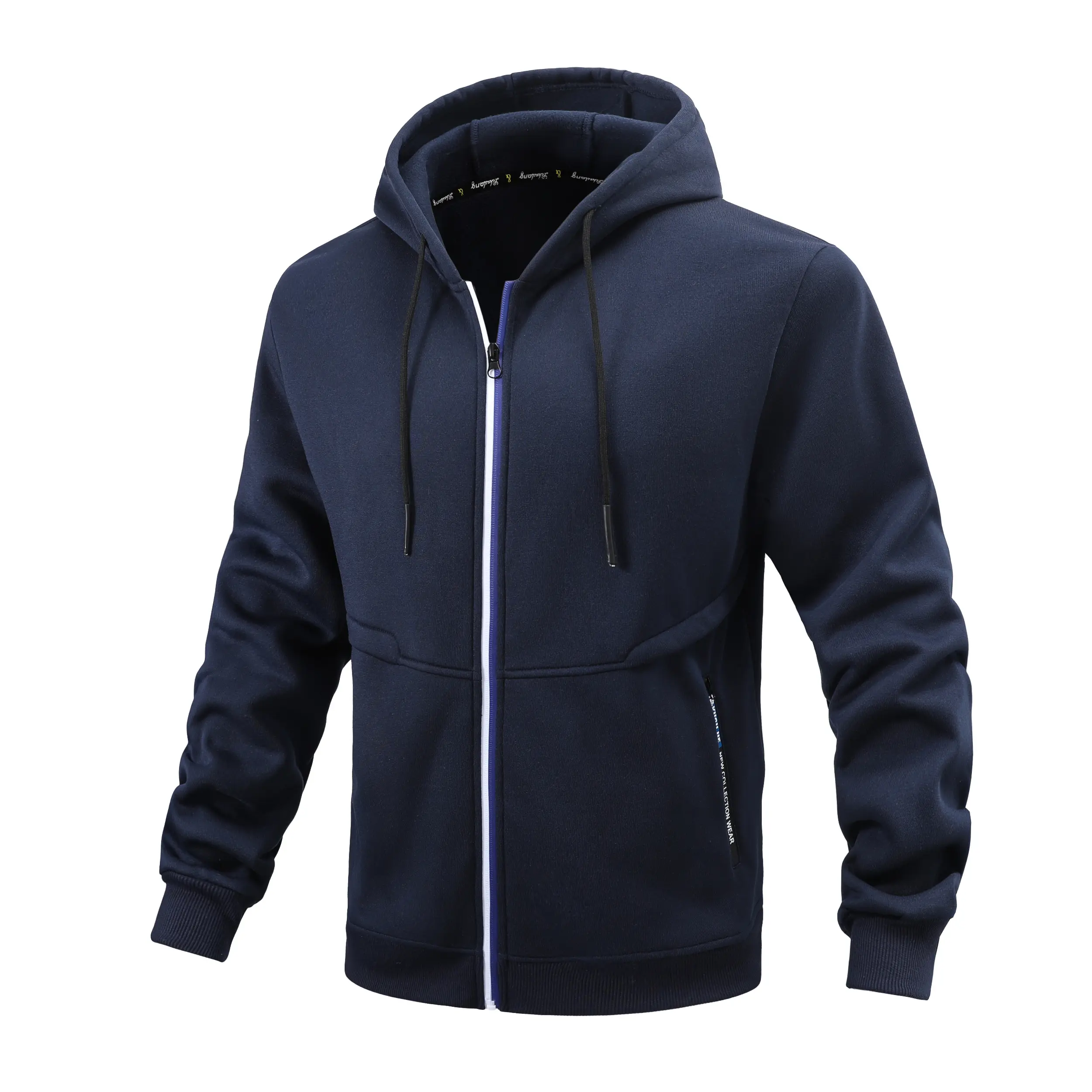 Men’s Printed Zip-Up Drawstring Sports Hoodie - Adjustable String, Regular Fit, Casual Warm Lined Long Sleeves, Pocket Design, Plain Top, Ideal for Autumn Winter Everyday Wear, Mens Zip Up Hoodies & Sweatshirts, Fitted, Long Sleeve Zip Men's Hoodies