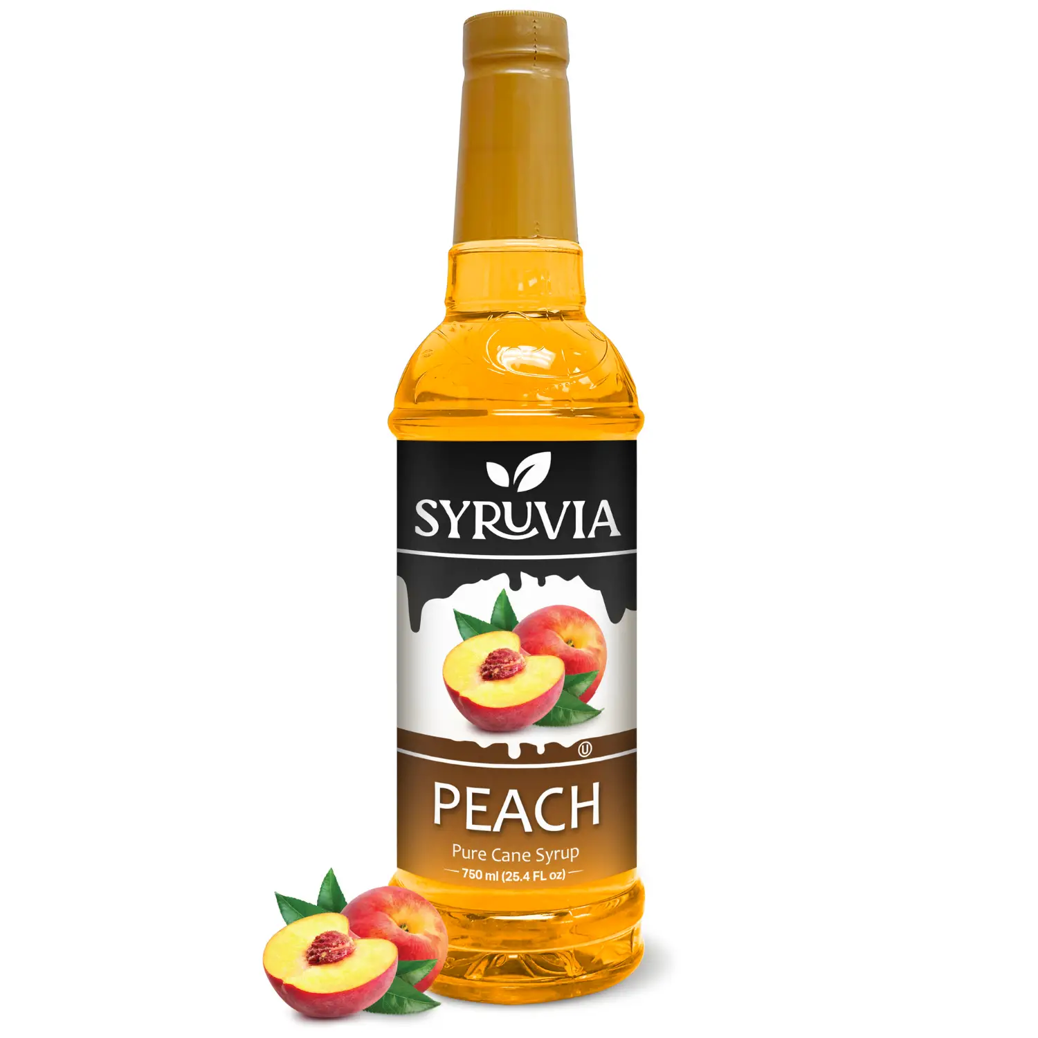 Syruvia Peach Syrup for Drinks 25.4 Ounces Peach Flavoring Syrup