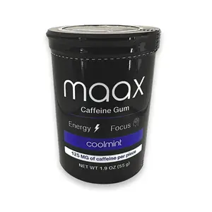 Maax Caffeine Gum | 125mg per piece | 25 pieces per bottle | Coolmint | Energy and Focus