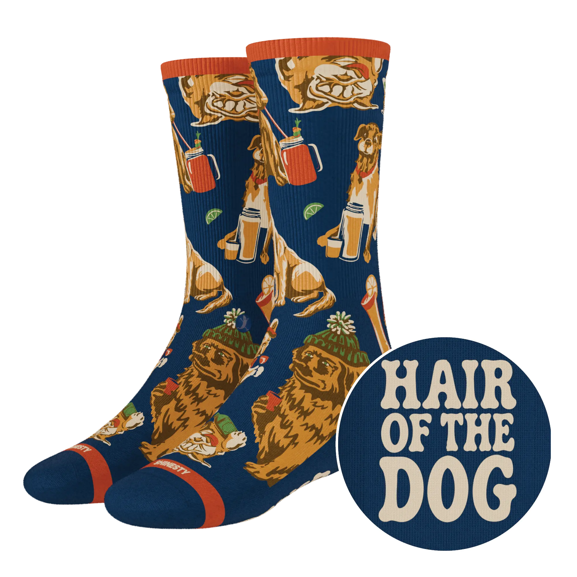 The Hair Of The Dog | Shinesty Dogs & Drinks Heel Hammock™ Crew Socks