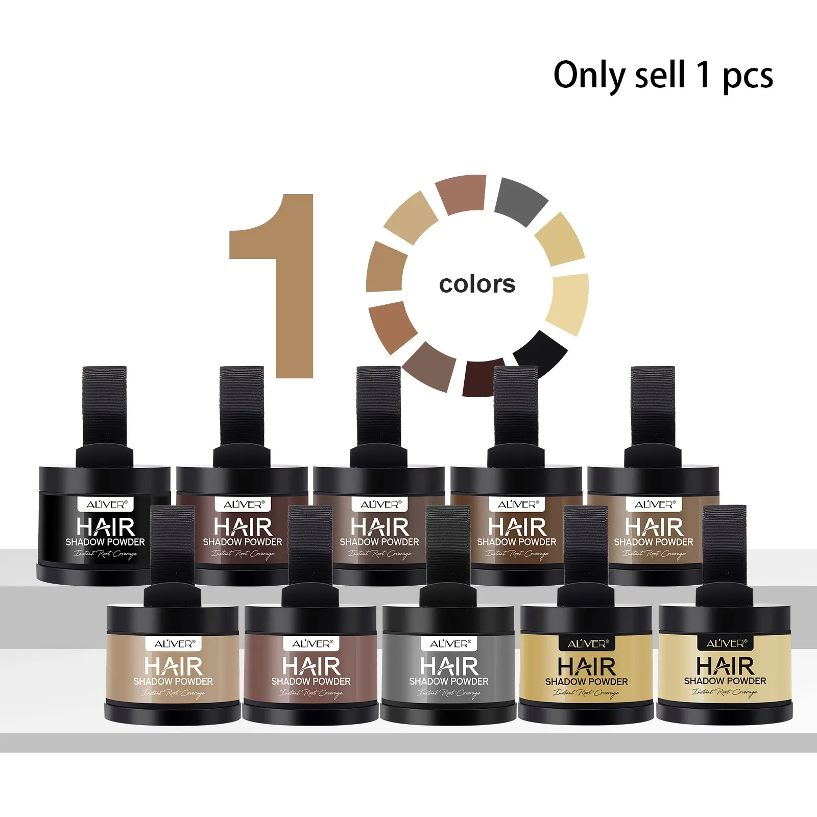 ALIVER HAIR SHADOW POWDER, Hair coverage, Grey Hair Coverage Touch Up, Cover Gray Hairs, Natural hairline powder for men and women, suitable for thin hair, modifies hair roots for a natural appearance