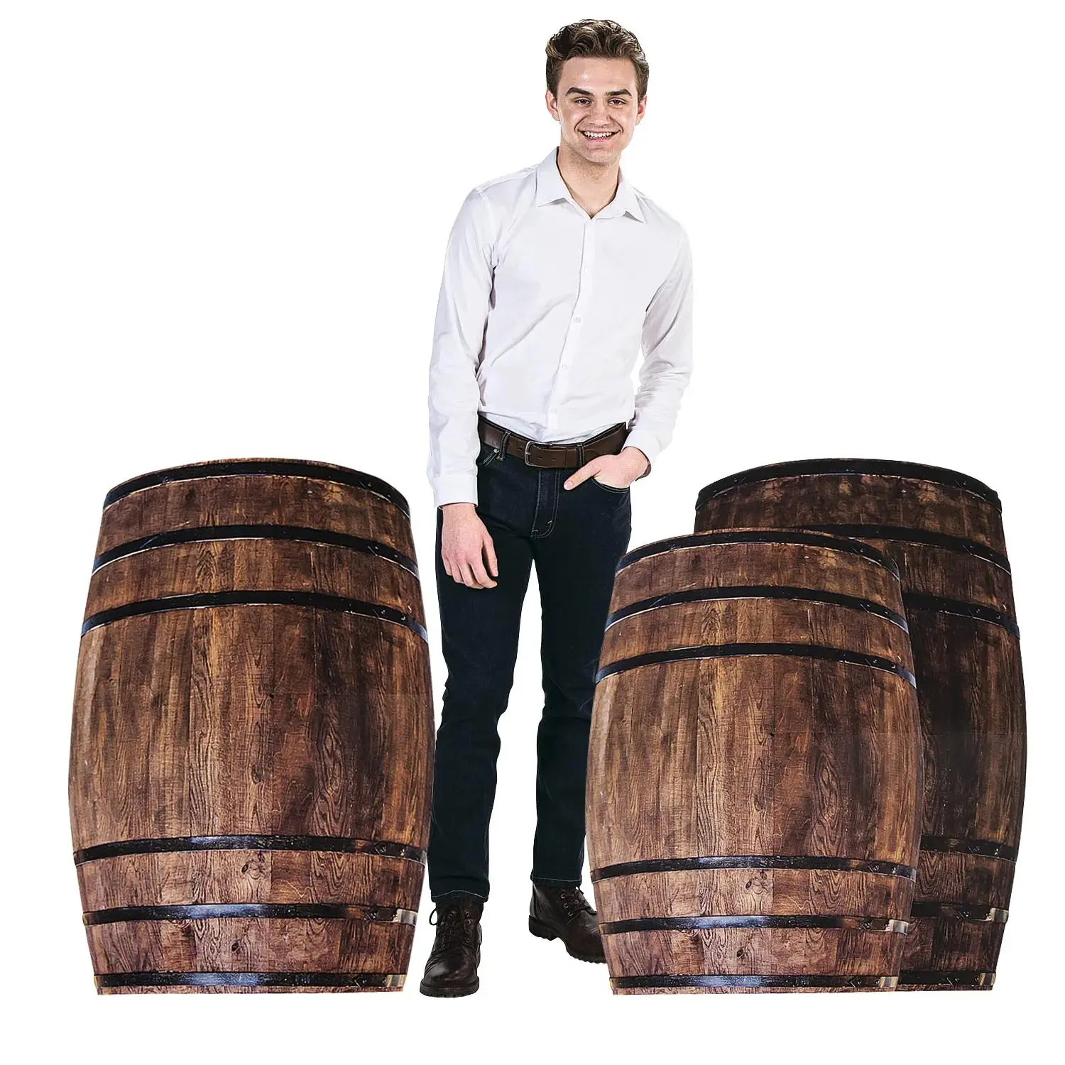 Fun Western Barrel Cardboard Cutout Stand-Ups - 2-Pc. Party Decoration, Photo Booth Props, Photo Booth Photobooth Props