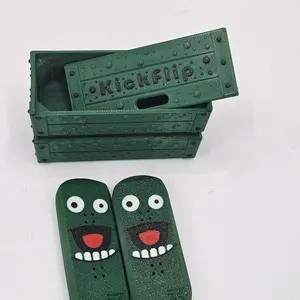 Kickflip Pickle Deck With Crate Magnetic Fidget Toy Green Design Fun Stress Relief Toy