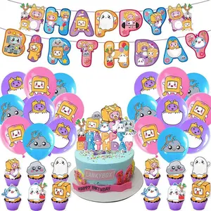 Cardboard Character Theme Birthday Party Decorations – LankyBox Birthday Banner, Cake Toppers, and Balloons