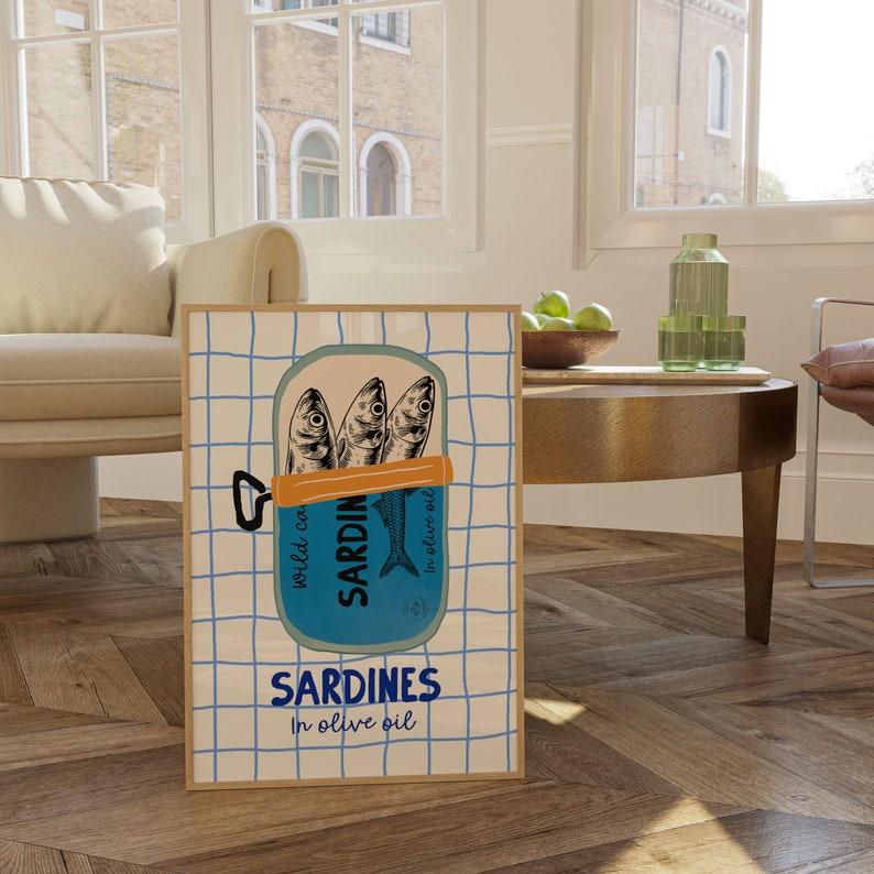 Sardines Wall Art Print, Tin Fish Art Print, Sardines Tin Print, Colorful Fish Print, Kitchen Wall Art, Trendy Wall Art, Seafood Wall Art