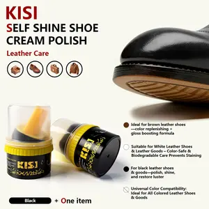 Shoe Polish Footwear Cleaner with Small Brush Head, Precision Color Repair for Leather Shoes Boots Bags, Compact Travel Size Instant Shine Jar