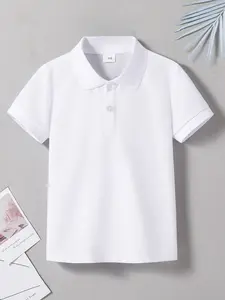 Summer Solid Color Plain Fashion Short Sleeve Polo Shirt Top, Suitable for Casual, Sports, School Activities, Stylish and Comfortable