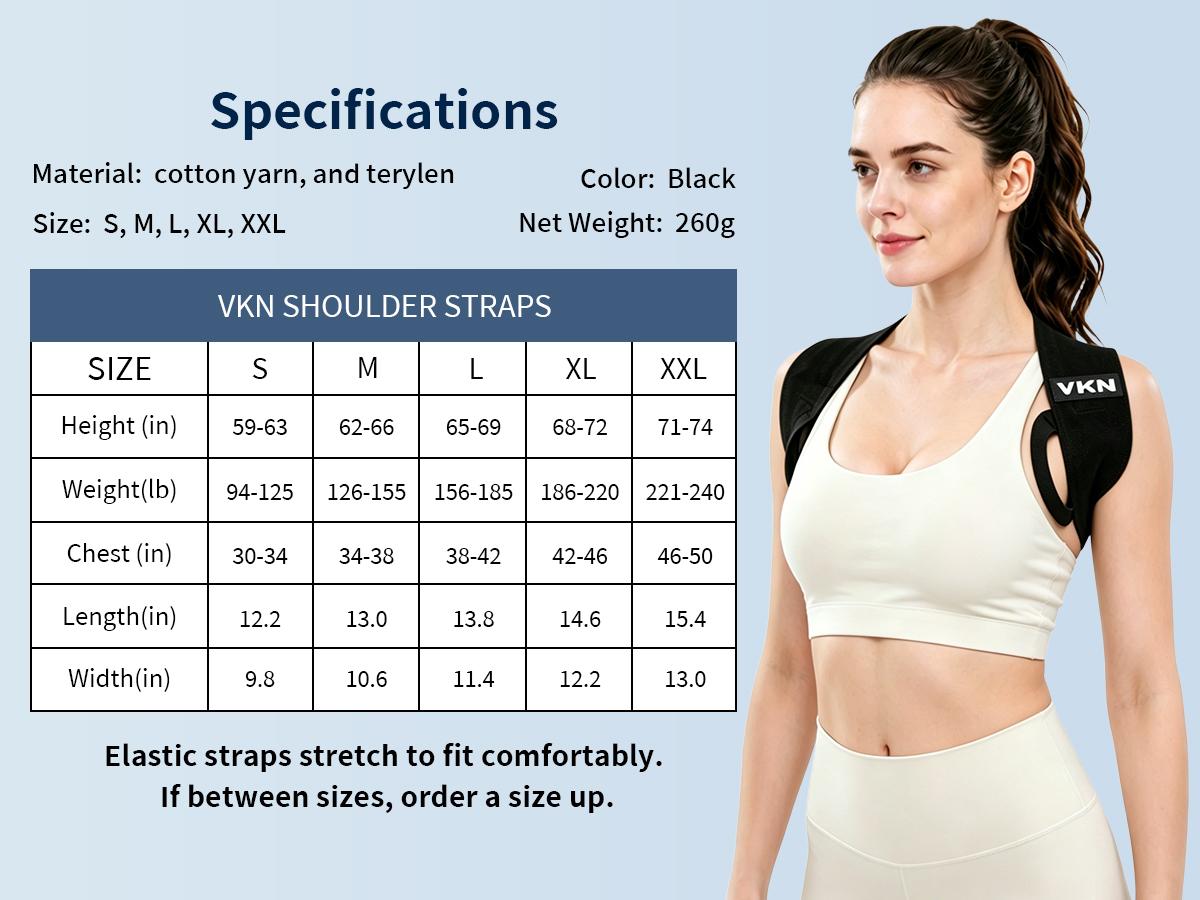VKN Shoulder Straps - Posture Support Straps for Men & Women – Elastic Back Support, Straight Back Support, Use at Home or in Office (S-XXL) tiktokshopbacktoschool