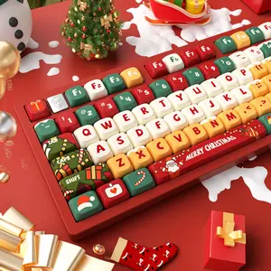 LEOBOG Christmas Themed Keycap, PBT Sublimation Keycap Set, Keyboard Keycap for 61/68/75/84/87/89/96/98/100/104/108 Layout Keyboards, Perfect Gift for Friends, Gifts for Girlfriend, Gaming Room Accessories