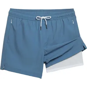 5inch Mens Swimming Trunks with Compression Liner 2-in-1 Swim Trunks Stretch Quick Dry Swim Shorts Zipper Pockets