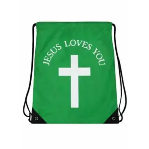 Jesus Loves You Drawstring Backpack - Faith-Based Everyday Bag