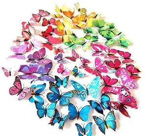 72 PCS 6 Colors Removable 3D DIY Beautiful Butterfly Wall Decals Colorful Butterflies Art Decor Wall Stickers Murals for Kids Baby Boy Girls Bedroom Classroom Offices TV Background