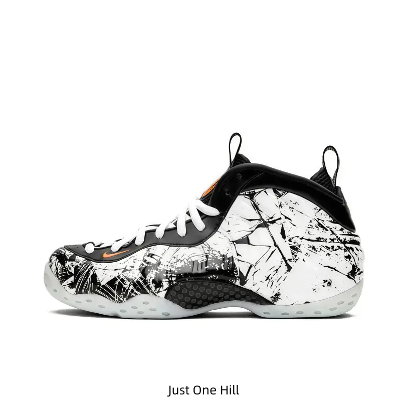 Mid-Top Foam Basketball Sneakers Crack Art Printed Foam Shell Black Mesh Ankle Collar Balanced Cushion & Impact Protection