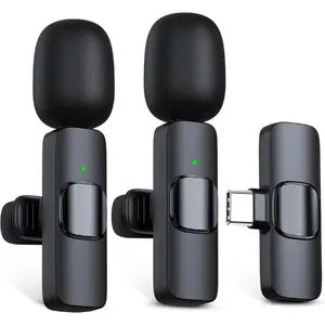 2 Pack Wireless Microphone USB C for iPhone 15-16 Android Phone, Professional Type C Lavalier Microphone Mini Lapel Mic for Interview Recording Podcast Live Streaming Vlog YouTube