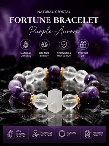 Fashion Natural Crystal Bracelet, Aurora, Quartz, Dual Point Milk Energy Column, Healing, Calming, Energizing, Lucky