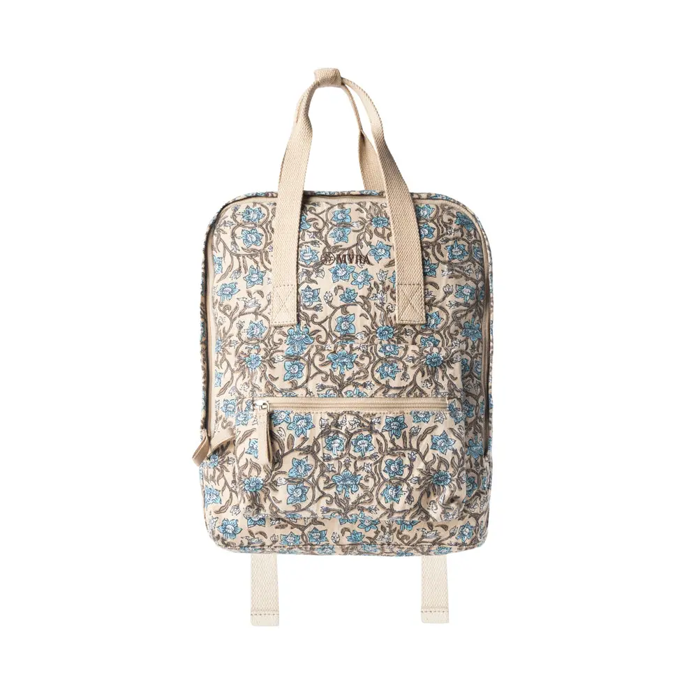 Women's Myra Western Backpack Purse - Handcrafted Vintage Floral Print Cotton & Leather Convertible Crossbody Bag, Everyday Carry with Top Handle, Front Pocket, Purses Crossbody Bag, 11" Wide, 11 Inches Wide
