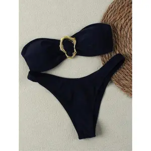 Two-piece Set Women's Bikini Set, Casual Fashion Chic Swim Top & Swim Bottom Swimsuit Set, Ladies Swimwear for Beach Holiday Vacation