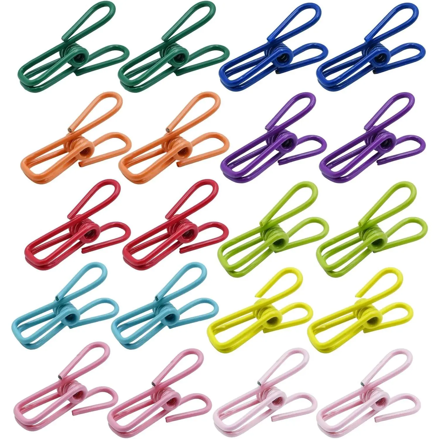 20-Pack Solid 2.12 in (55mm) Durable Portable Synthetic Stainless Steel Laundry Clothespins - Not Easily Broken, Rust-Resistant, Impact-Resistant Metal Clips for Hanging Clothes, Home Supplies Organization