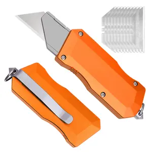 TGZUO Knife Aluminum Utility Knife Replaceable Blade EDC Razor Knife with Pocket Clip and window breaker With 10pcs Blades For Outdoor camping Factory