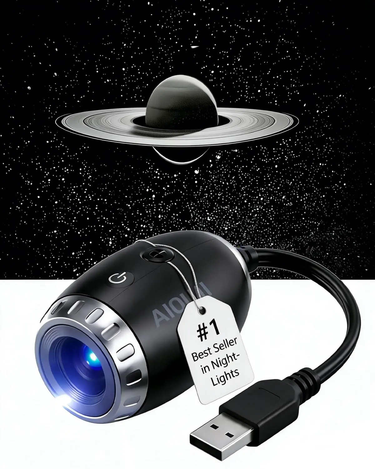 Saturn Galaxy Projector USB Powered, Star Projector Night Light, Car Ambient Lighting, Mini Planetarium Lamp, Milky Way Ceiling Projector, Space LED Galaxy Light, Aesthetic Room Decor, Sleep Light Portable for Bedroom Car
