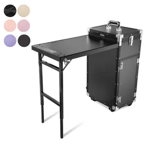 Byootique Rolling Manicure Table Nail Desk Workstation Polish Trolley
