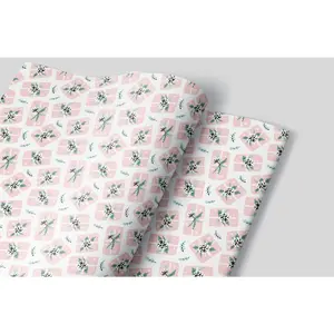 Set of 3 Winter Wedding Pink Wrapping Paper Sheets