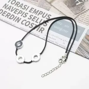 Anime Peripheral Naruto Akatsuki Organization Uchiha Itachi Necklace A-2211 Alloy Electroplated 7.8g Simple Jewelry Gift Iced Out Jewelry with Three Silver Rings