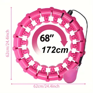 Hot Upgraded Adjustable Weighted Hula Circle With 34 Links (68 Inch) - Silent Infinity Smart Waist Exercise Hoop For Adult, Home And Outdoor Fitness, With Massage Head And Cooling Towel