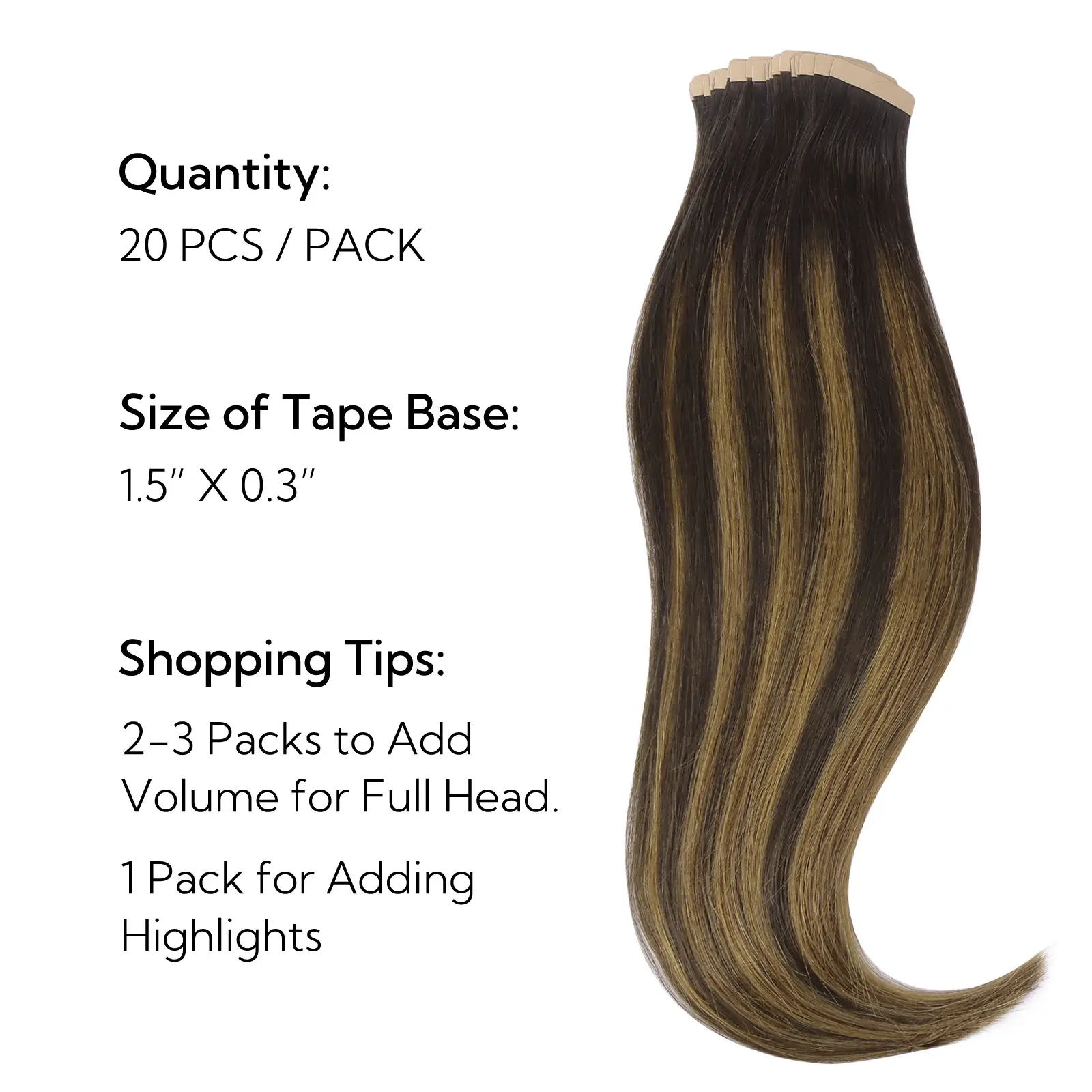 Hotbanana 20pcs Tape in Hair Extensions Straight Real Human  display picture 2