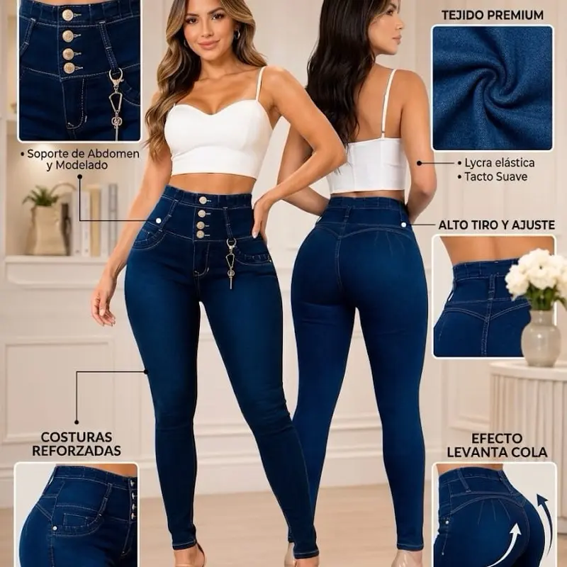 Women's 4-Button Waist-Cinching Panty Jeans, Womenswear Bottom, Pocketless, Ref Virtuoso