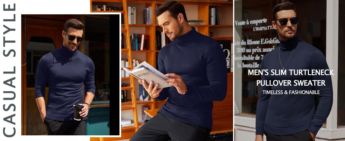 COOFANDY Men's Knitwear Slim Fit Turtleneck Sweater Casual Basic Knitted Long Sleeve Pullover Sweater Gift Ideas COOFANDY Men's Knitwear Slim Fit Turtleneck Sweater Casual Basic Knitted Long Sleeve Pullover Sweater Gift Ideas