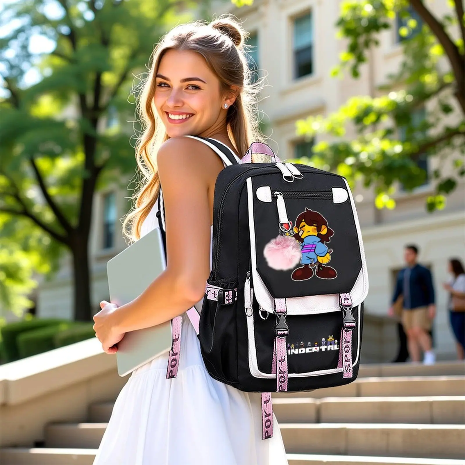 バッグ HappySuke Frisk Undertale Trendy Youth Laptop Backpack – Large-Capacity
