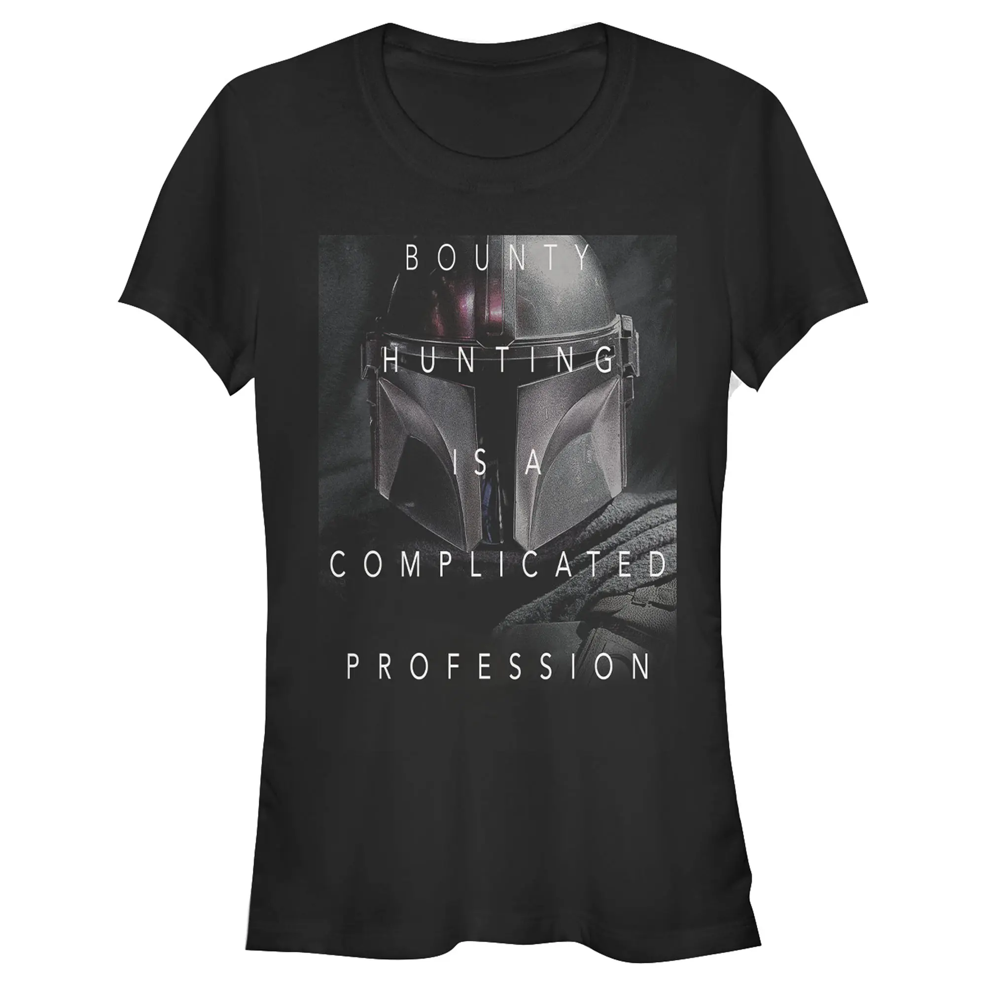 Juniors Womens Star Wars The Mandalorian Complicated Bounty Hunting T-Shirt