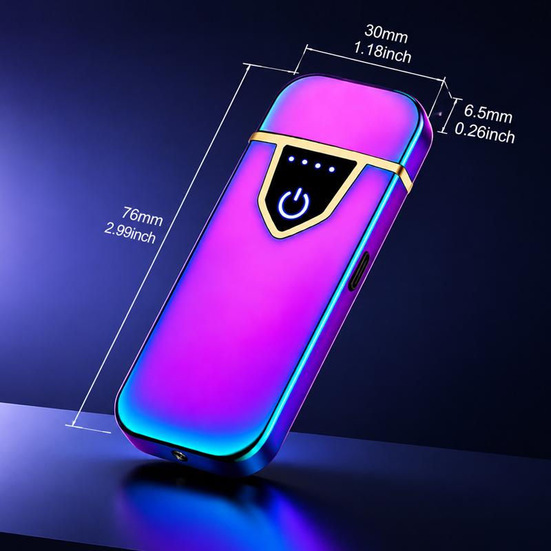 2-Pack Dazzling Dazzling USB Charge Electronic Cigarette Lighter, Windproof, Sleek Look, Sturdy Camping Gear Accessory for Candles, Aromatherapy, Ideal Gift for Boyfriend