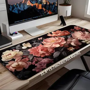 Floral Pattern Mouse Pad, Rectangle Gaming Mouse Pad, Non-Slip Rubber Pad, Desk Decorations for Home Office, Gaming Desk Accessory, Desk Accessories, Gift for Boys, Girls, Kids
