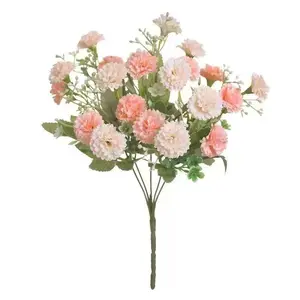 A Bundle of 20 Champagne-Colored Artificial Carnations with a Realistic Touch, Featuring Green Stems And Leaves That Resist Fading, Perfect for Home And Office Decor, Artificial Flower Decoration, Decorative Flowers