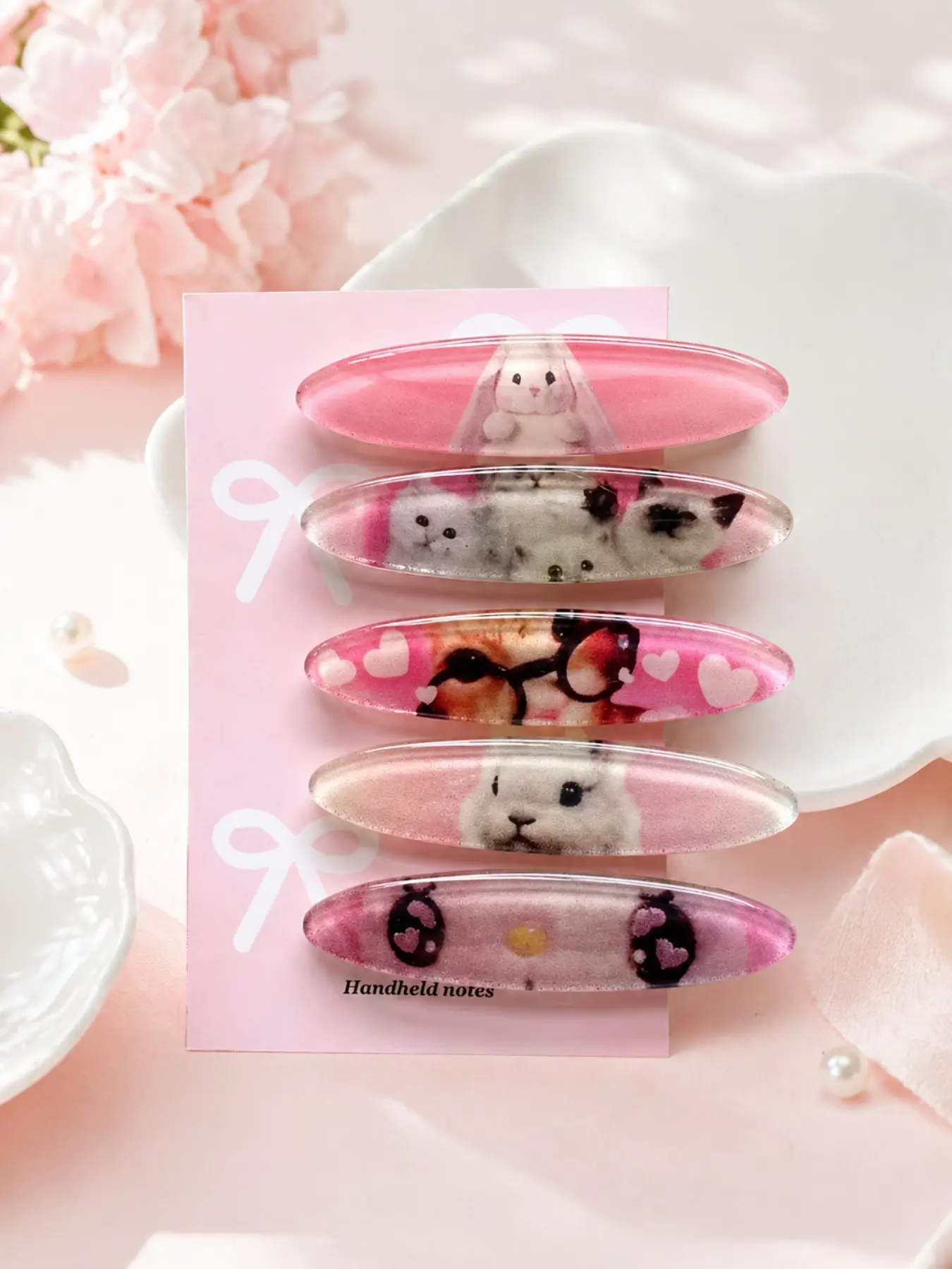 Cute Pink Acrylic Hair Clip 💖 5Pcs Y2K Aesthetic Bunny Barrette | Kawaii Hair Accessories for Girls, Decorative Hair Clips, Super Cute Clips