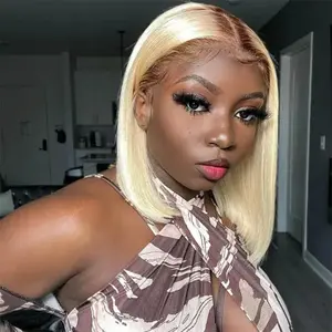 [Clearance Sale] Wiggins Hair T4/613 Straight Bob Wig 13x4 Lace Front Wigs Human Hair Honey Blonde With Brown Highlight Glueless Short Bob Wig