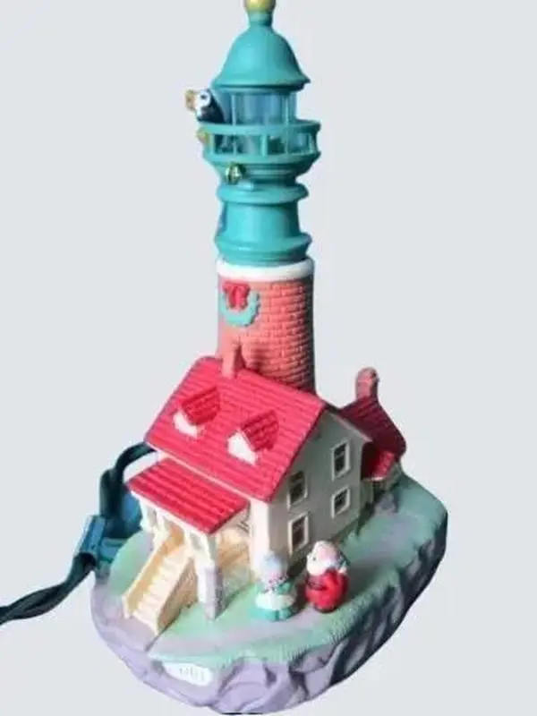 Vintage Hallmark Keepsake Ornament Magic Collectors Series Lighthouse Greetings #5 - Flashing Light! Christmas Decor Decoration Ornament Tree