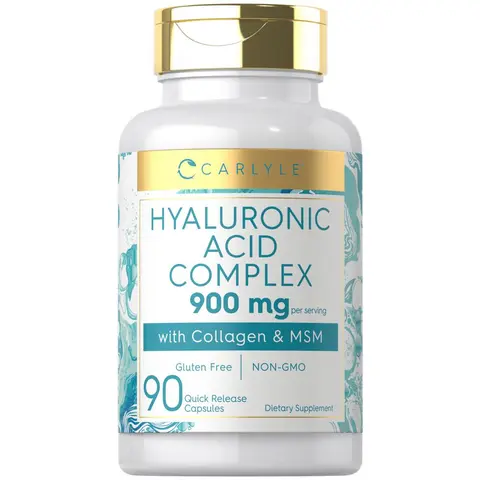 Carlyle Hyaluronic Acid Complex 900 mg | with Collagen and MSM | 90 Capsules | Non-GMO, Gluten Free Supplement