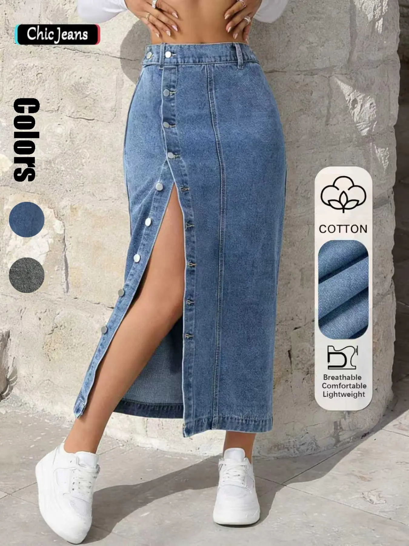 flip over denim skirt - TikTok Shop