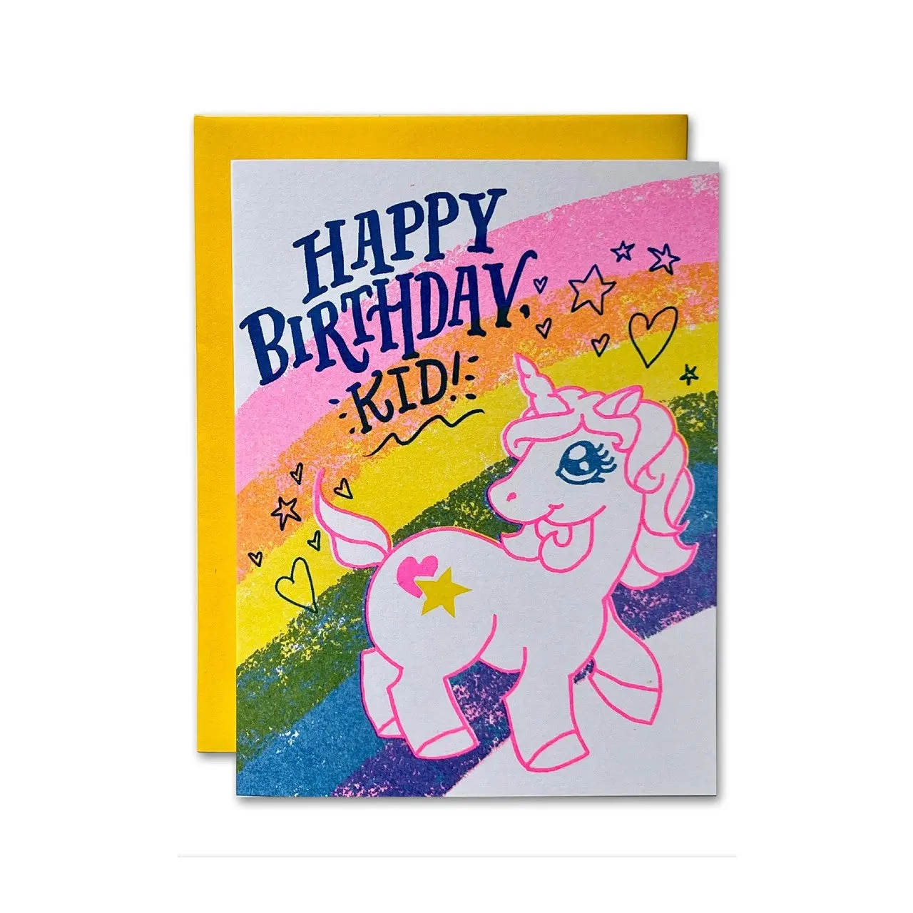 Unicorn Kids Risograph Birthday Card