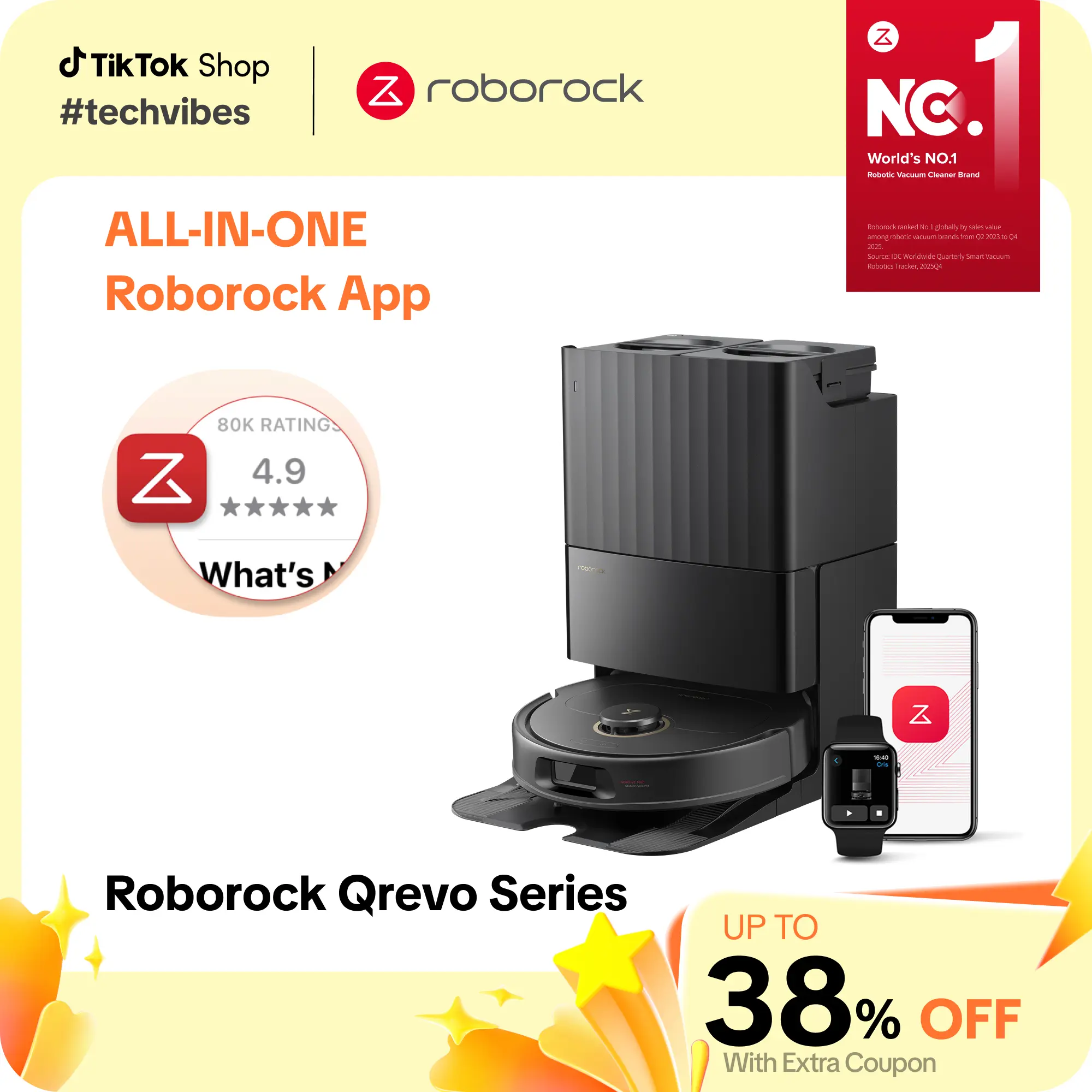 [SaleLink] Roborock Qrevo Series Robot Vacuum and Mop, Strong Suction Power, Self-Drying, Auto Mop Washing, Self-Emptying & Refilling, 10mm Mop Lifting, Smart Obstacle Avoidance, Wireless, Self-Emptying Cut #TechVibes #TikTokShopFallDealsForYou