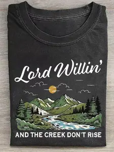Vintage Mountain Quote Black Washed Cotton Shirt