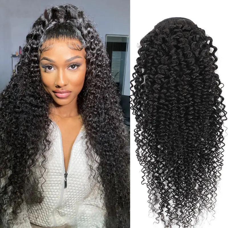 #GiftedInLove #Valentine #Gift 618 Kinky Curly Ponytail Wrap Around Ponytail 4BCurly Wrap-around Ponytail Human Hair Daily Use Event Party Use No-glue Wig Black Women Lace Front Wig Baby Hair Lace Wig Women Girls Gift Body Wave Bundle Messy Hair Light Bro