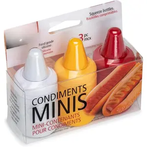 Condiment Mini Squeeze Bottles with Nozzle Caps, Non-Stick , Set of 3