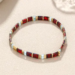 KELITCH New Miyuki Tila Beads Stretch Bracelets Stackable Friendship Bracelets Charm Jewelry
