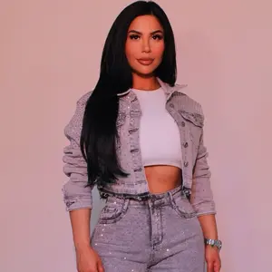 Gray rhinestone denim jacket
