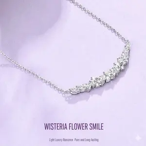 Wisteria Flower Smile Necklace Unisex Natural Touch Joyful Design Everyday Wear